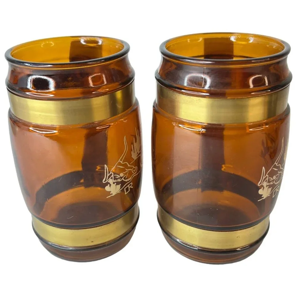 6 SiestaWare‎ Western Roundup Barrel Mug Wood Handle Wagon Wheel Skull CampFire